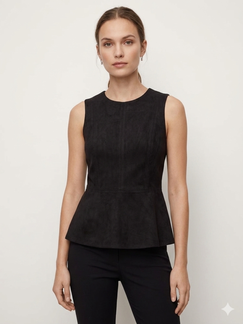 Babaton Black Sleeveless Peplum Camisole